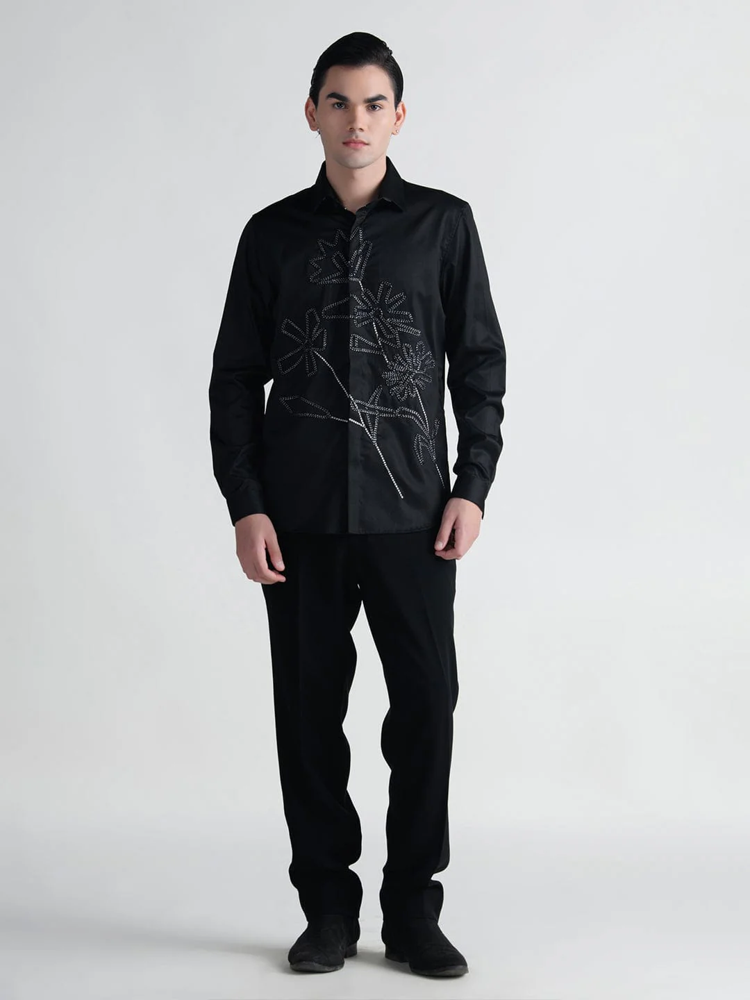 Abkasa Men Black Collar Shirt - Image 2