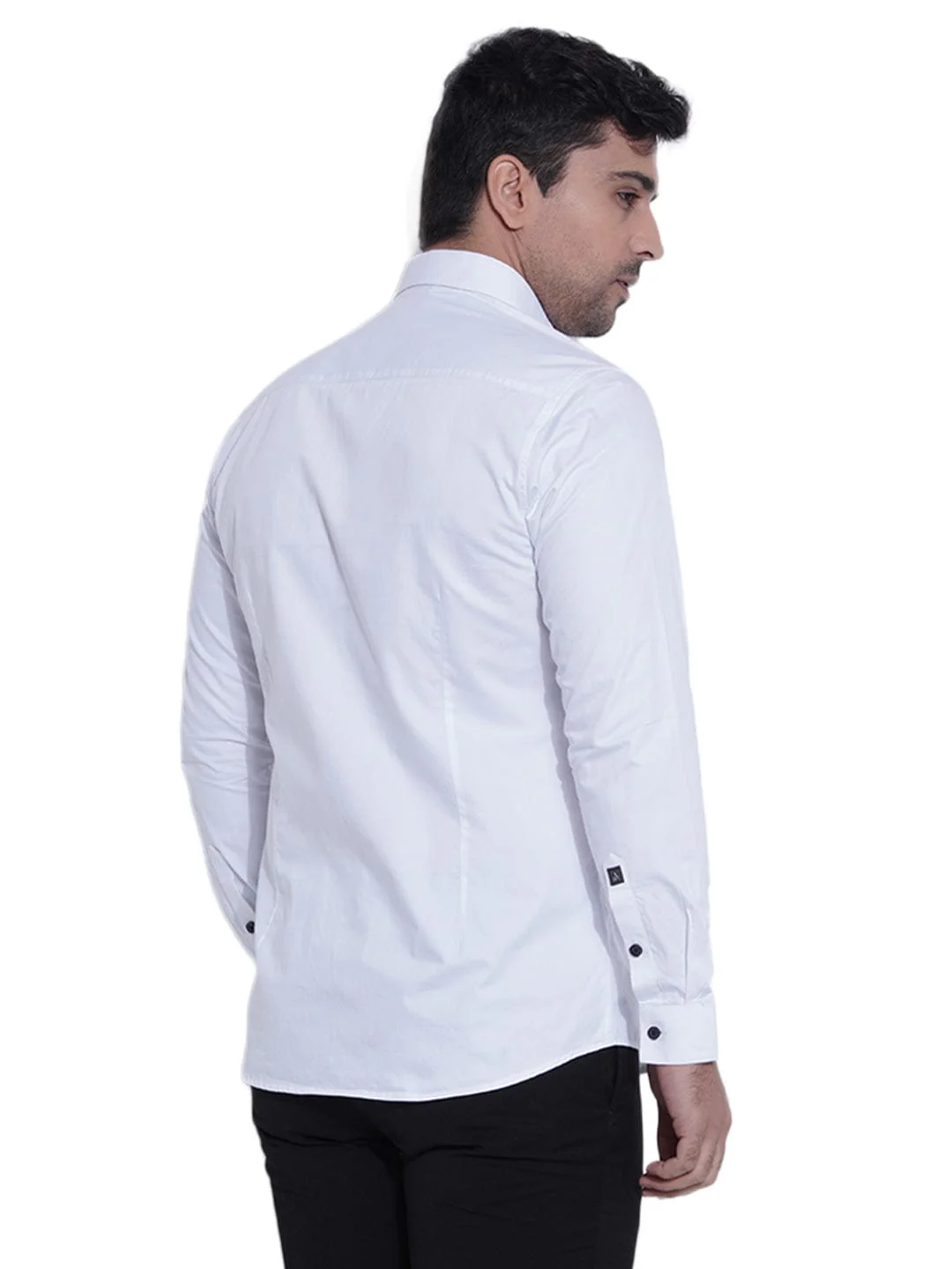 Abkasa Men White Embroidered Collar Shirt - Image 4