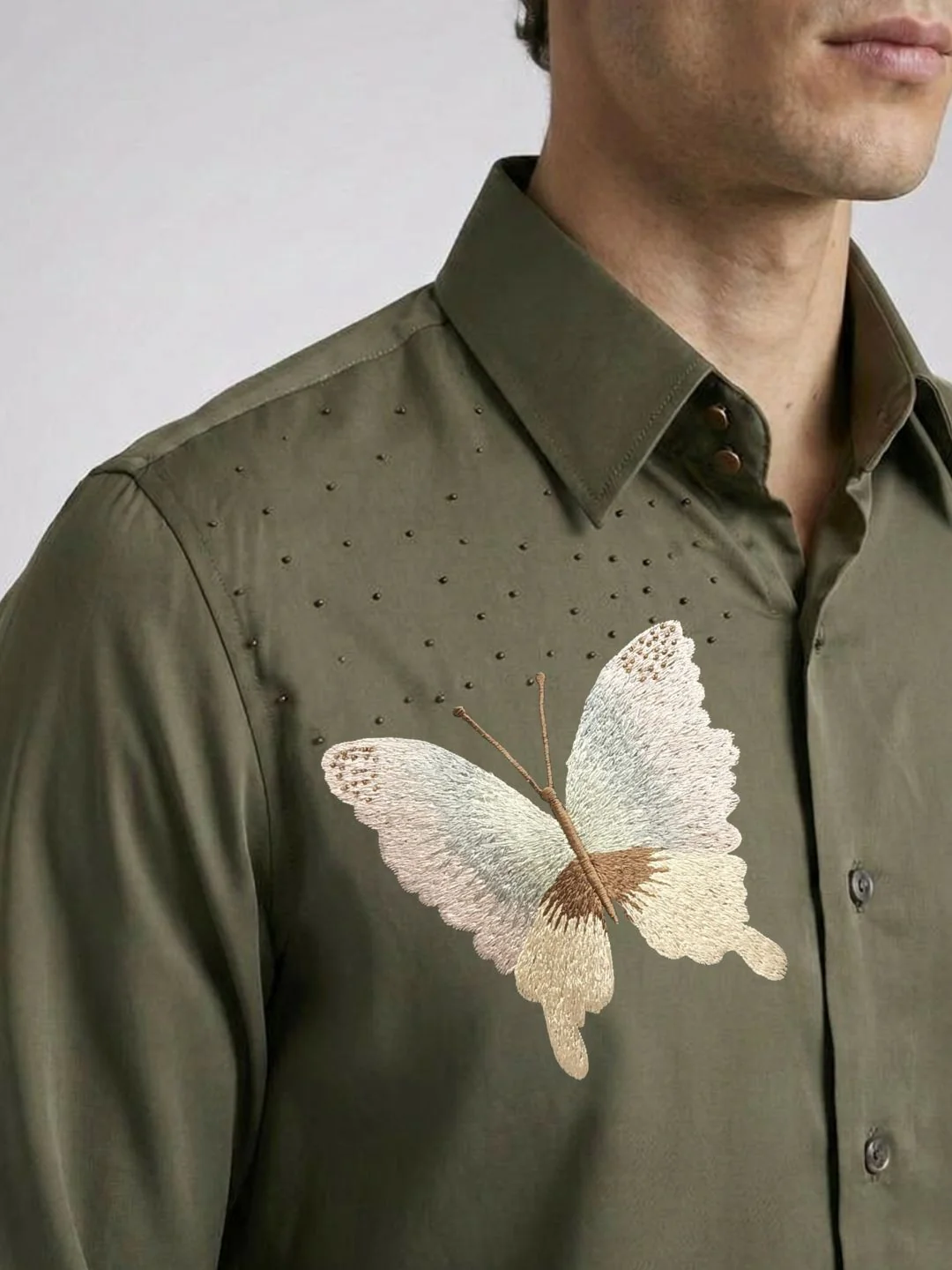 Amit Arora Men Green Embellished Slim Fit Shirt - Image 4