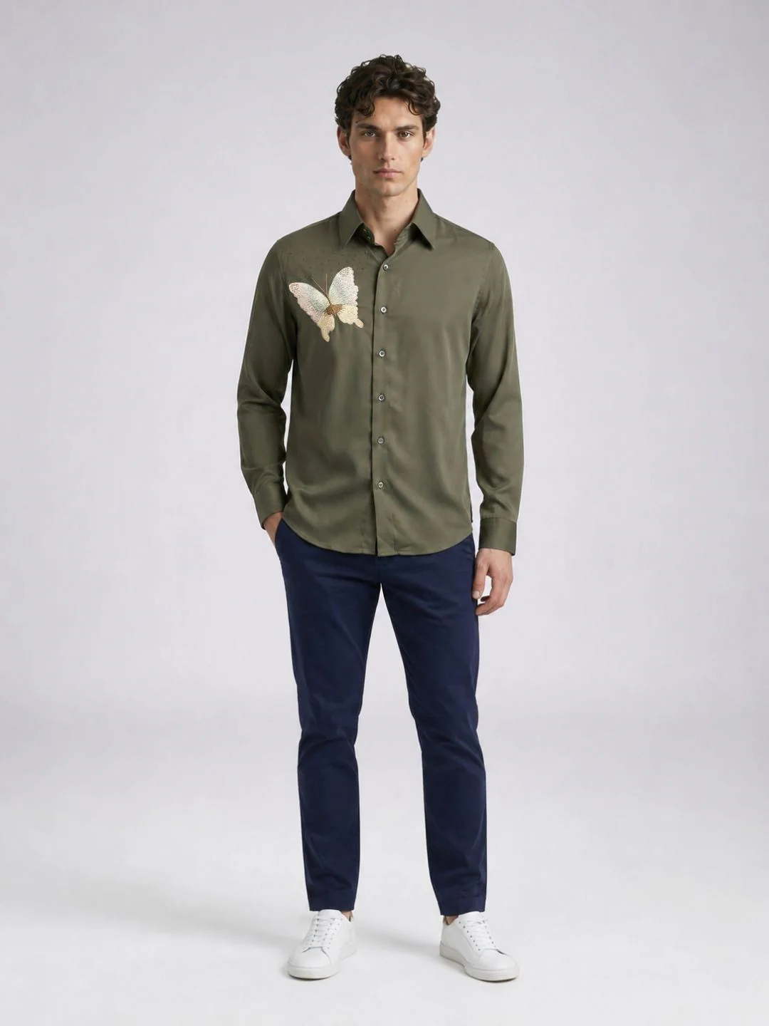 Amit Arora Men Green Embellished Slim Fit Shirt - Image 5