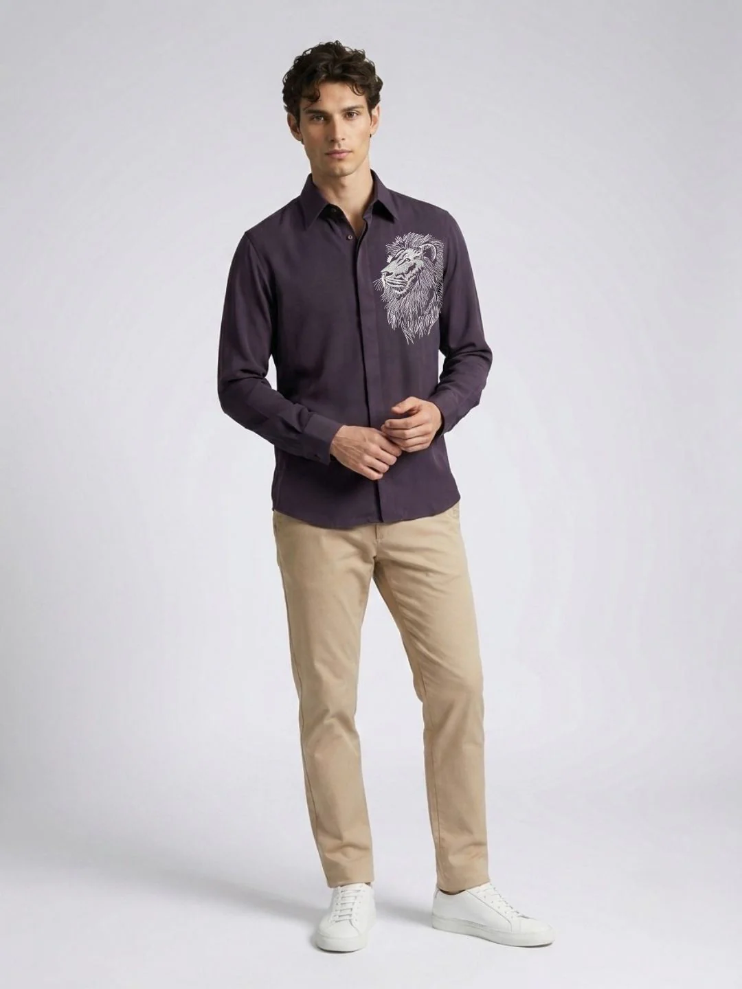 Amit Arora Men Purple Embellished Slim Fit Shirt - Image 4