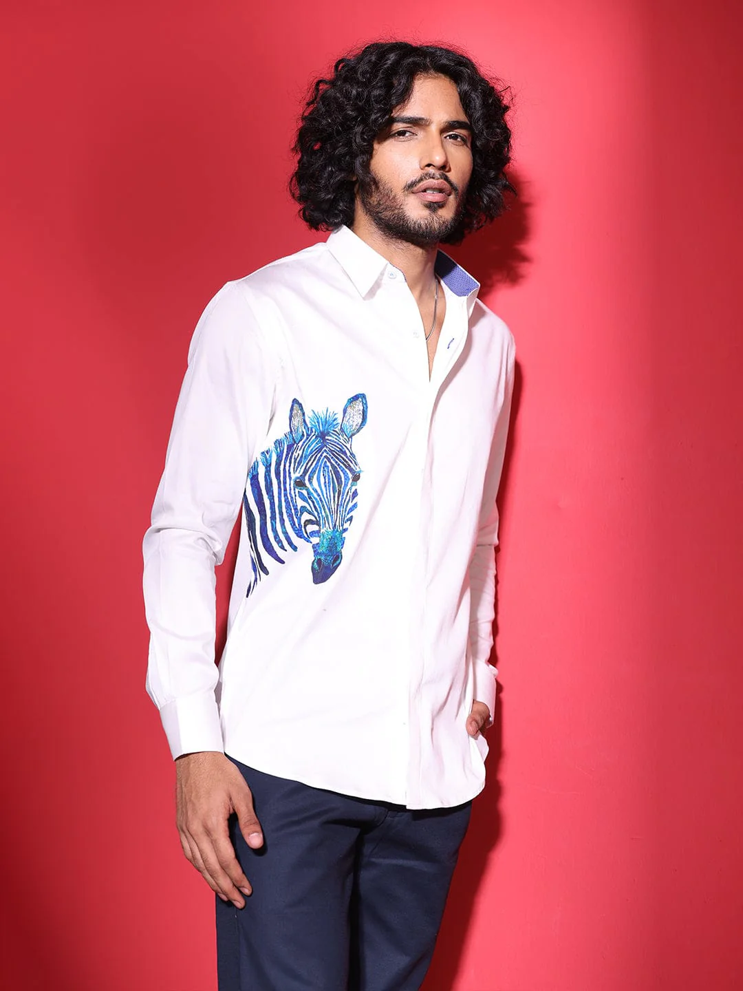 Amit Arora Men White Solid Collar Shirt - Image 4