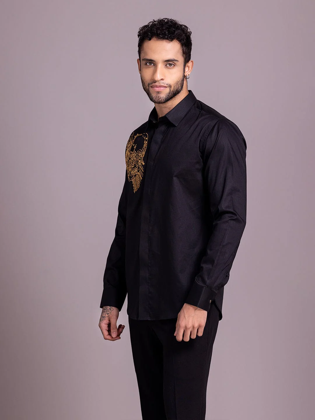 Amit Arora Men Black Solid Collar Shirt - Image 3