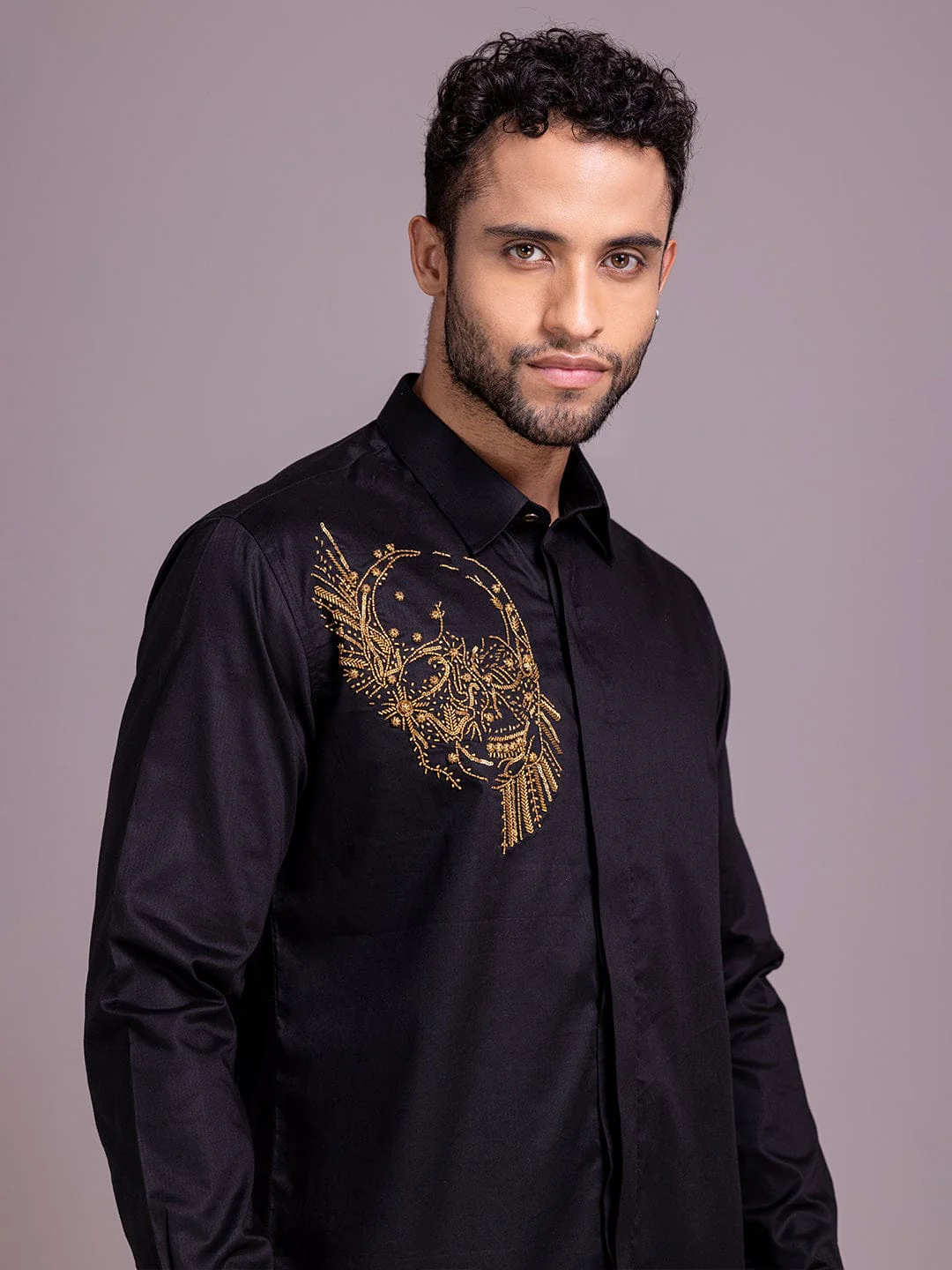 Amit Arora Men Black Solid Collar Shirt - Image 4