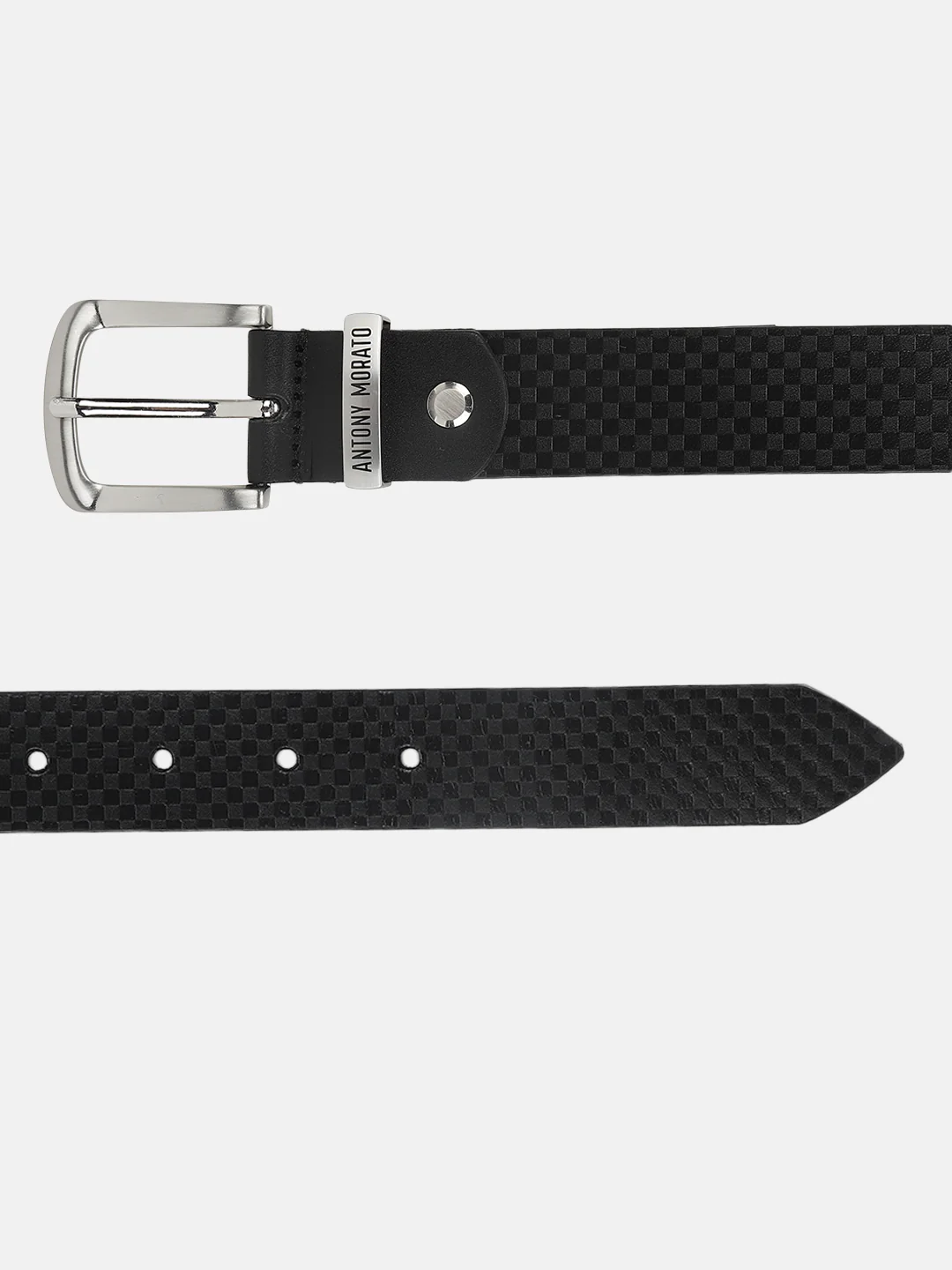 Antony Morato Boys Black Checked Tang Closure Belt - Image 3