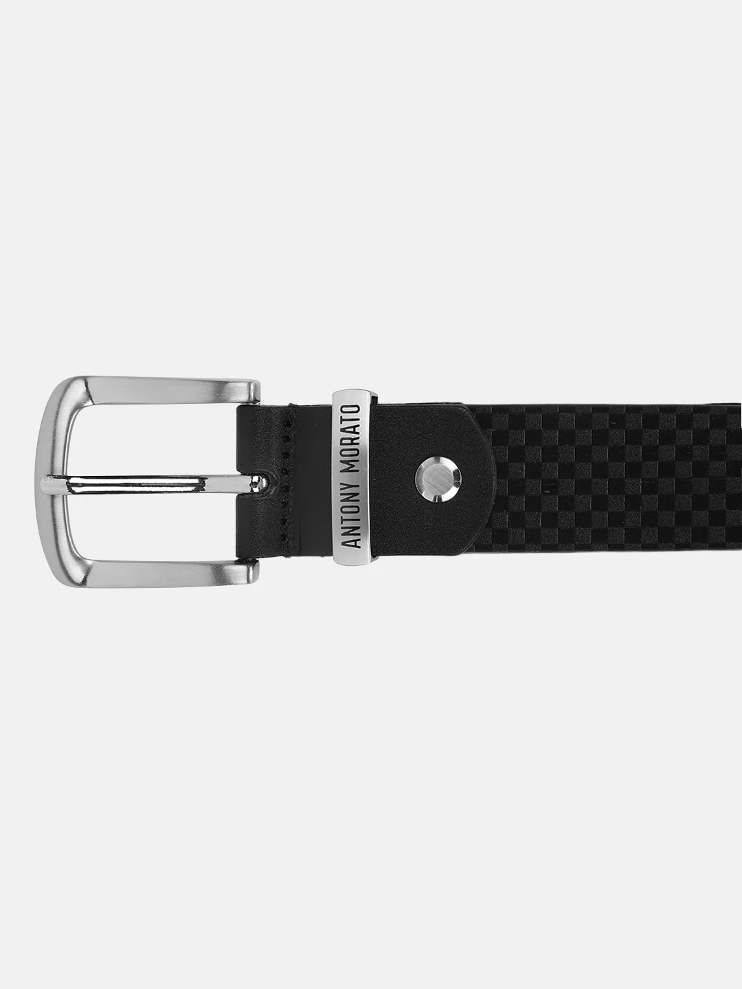 Antony Morato Boys Black Checked Tang Closure Belt - Image 4