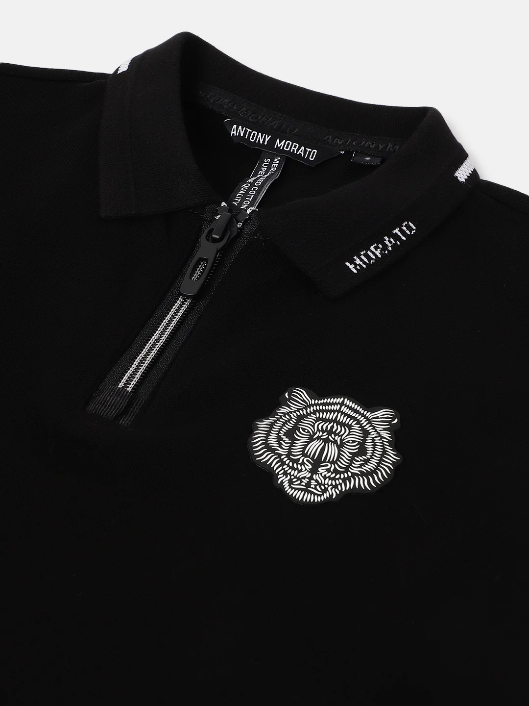 Antony Morato Boys Black Solid Polo Collar Short Sleeves Tshirt - Image 3