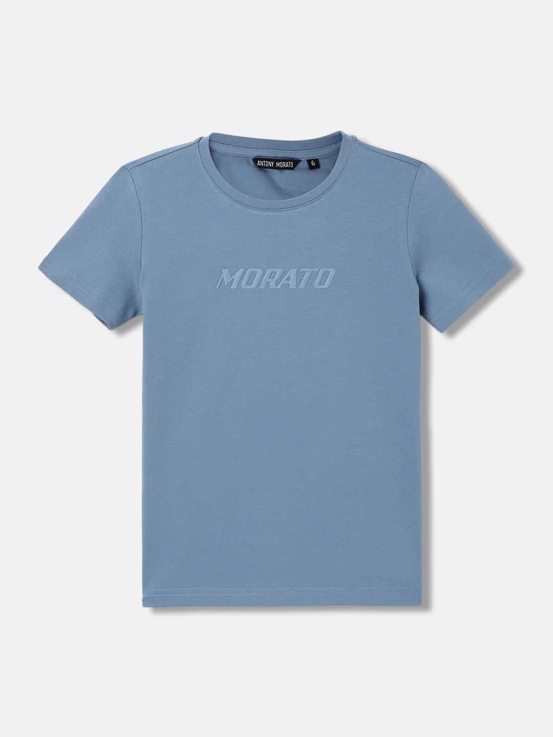 Antony Morato Boys Blue Solid Round Neck Short Sleeves Tshirt