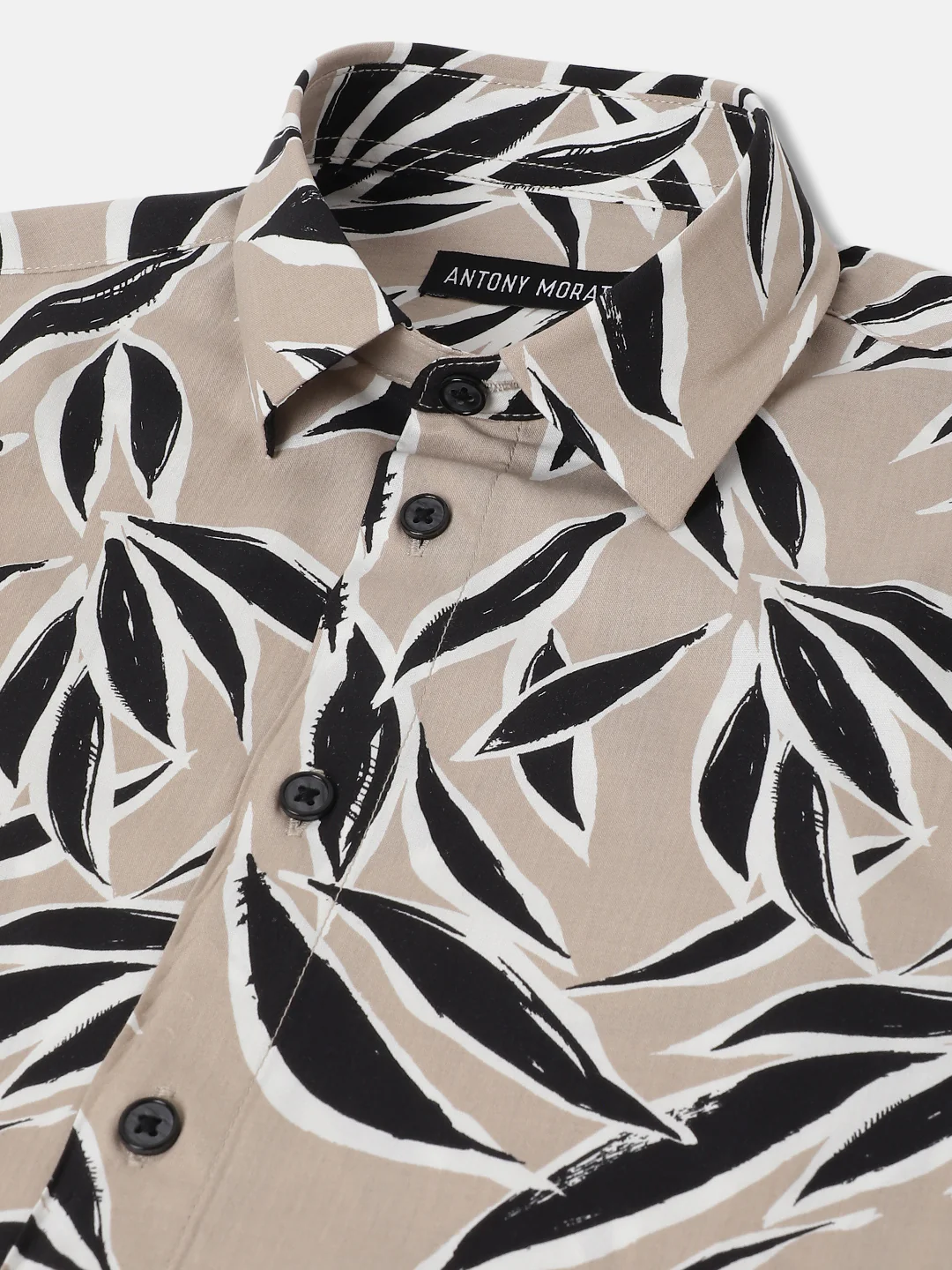 Antony Morato Boys Beige Printed Spread Collar Full Sleeves Shirt - Image 2