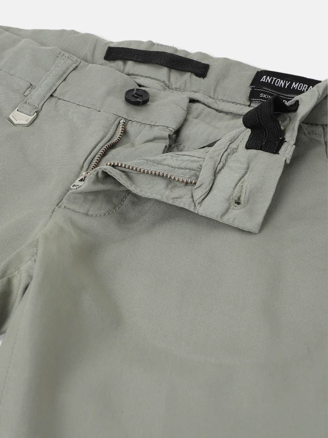 Antony Morato Boys Green Solid Skinny Fit Mid-Rise Trouser - Image 2