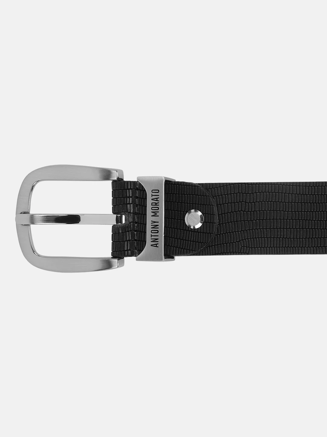 Antony Morato Men Black Solid Tang Closure Belt - Image 4