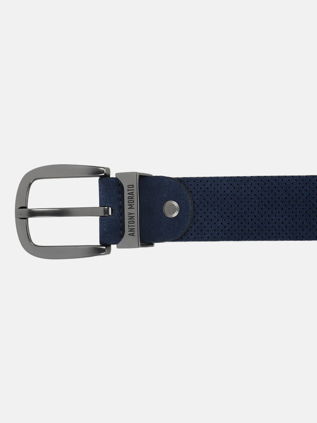 Antony Morato Men Blue Solid Tang Closure Belt - Image 4