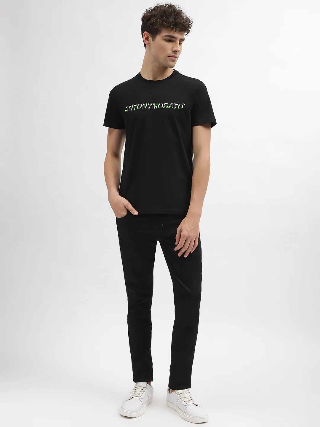 Antony Morato Men Black Solid Tapered Fit Mid-Rise Jeans - Image 4