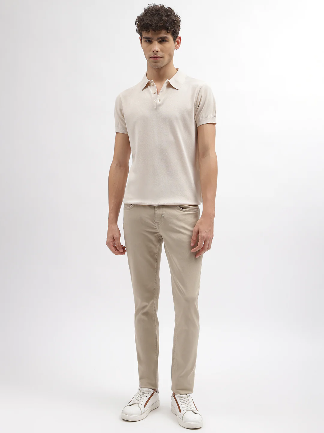 Antony Morato Men Beige Solid Tapered Fit Mid-Rise Jeans - Image 4