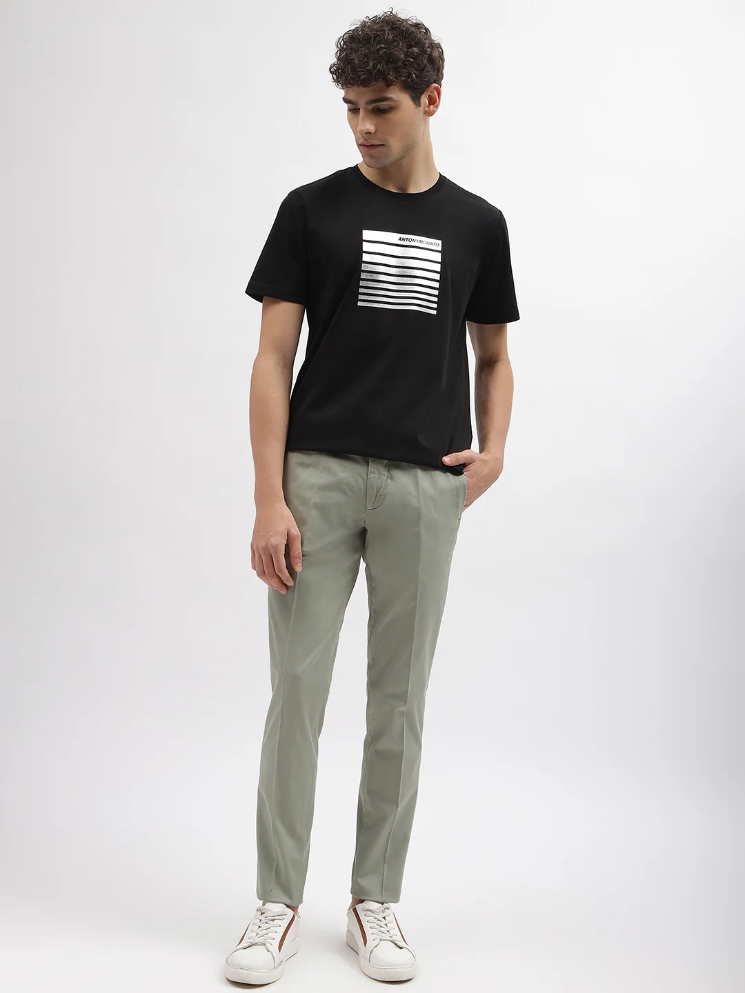 Antony Morato Men Black Printed Round Neck Short Sleeves Tshirt - Image 4
