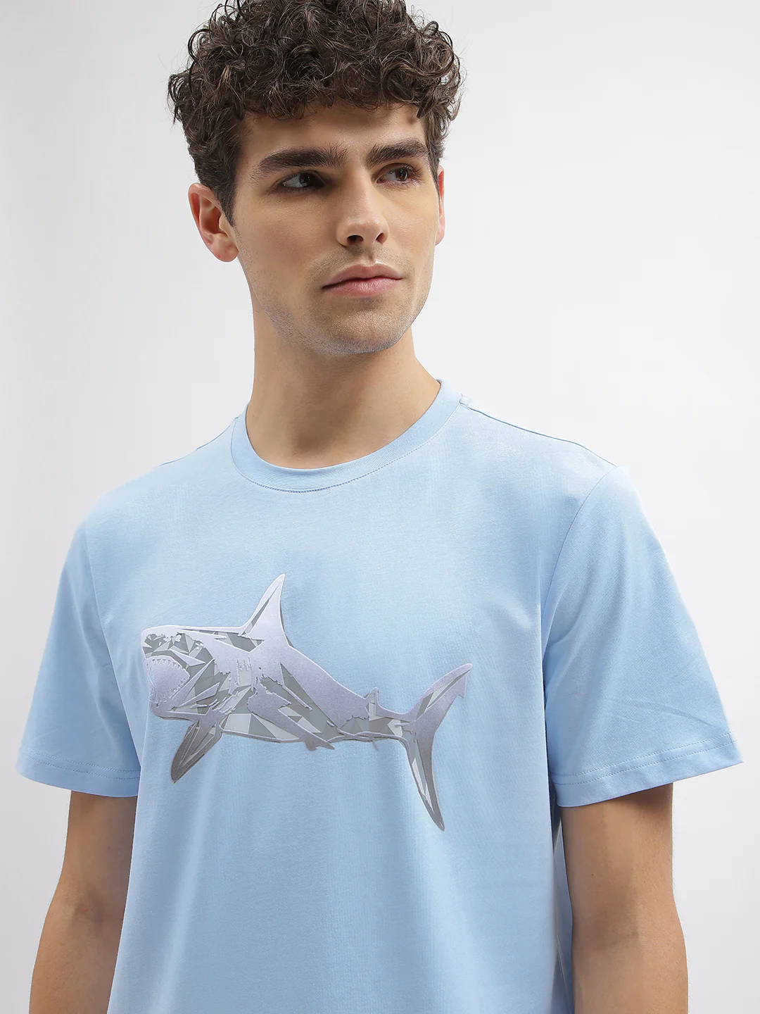 Antony Morato Men Blue Printed Round Neck Short Sleeves Tshirt - Image 4