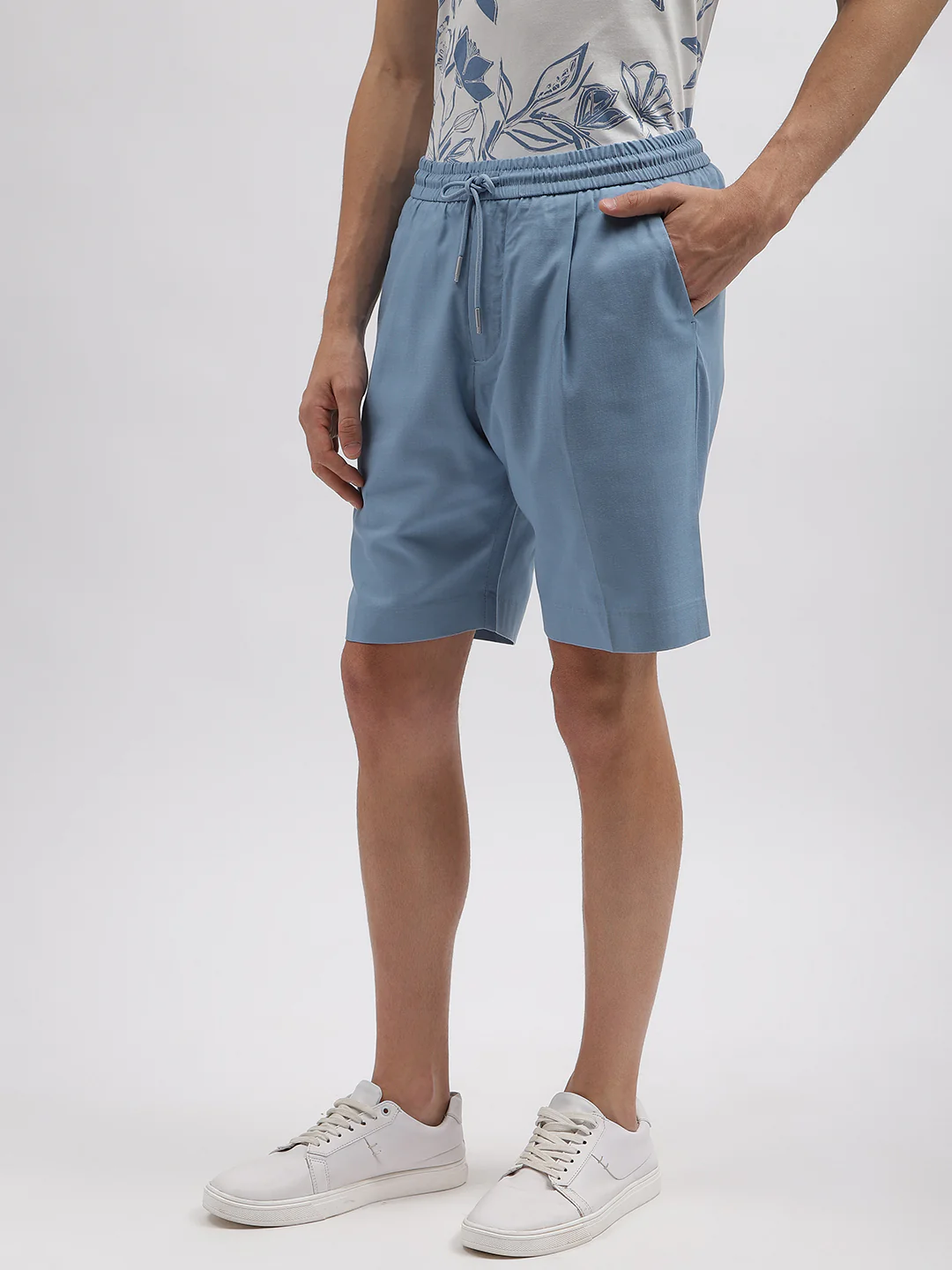 Antony Morato Men Blue Solid Slim Fit Mid-Rise Shorts - Image 2