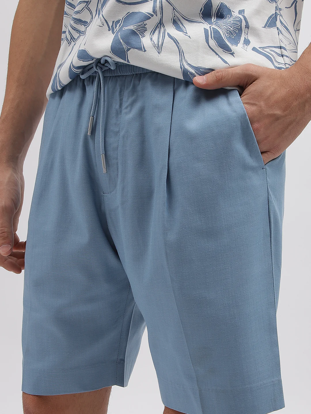 Antony Morato Men Blue Solid Slim Fit Mid-Rise Shorts - Image 5