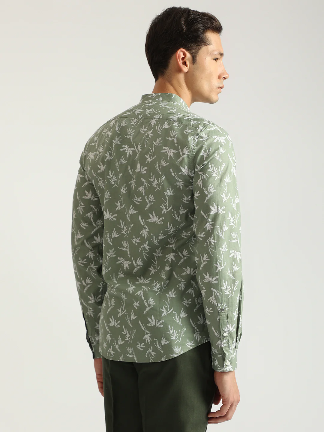 Antony Morato Men Green Printed Band Collar Full Sleeves Shirt - Image 4