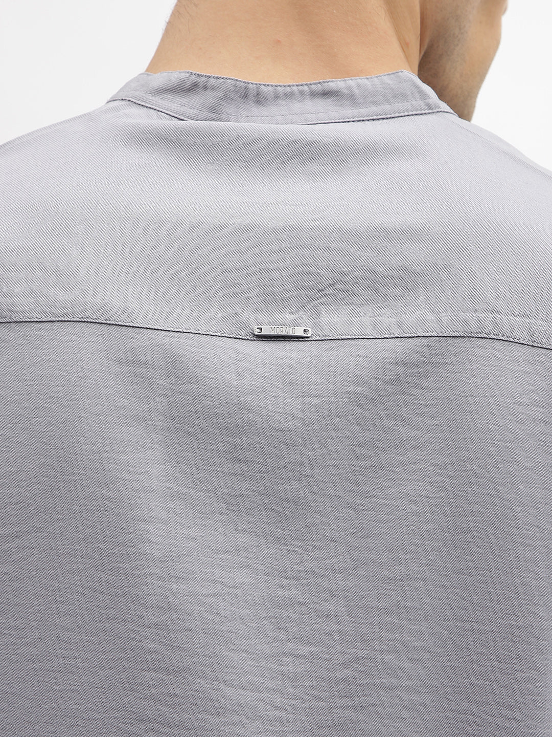 Antony Morato Men Grey Solid Mandarin Collar Full Sleeves Shirt - Image 6