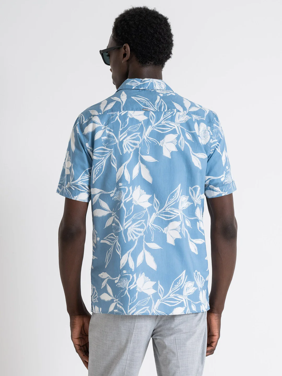 Antony Morato Men Blue Printed Cuban Collar Short Sleeves Shirt - Image 2