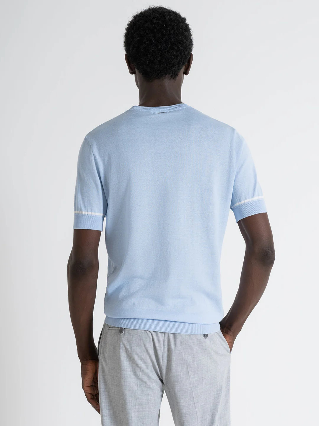 Antony Morato Men Blue Solid Round Neck Short Sleeves Tshirt - Image 3