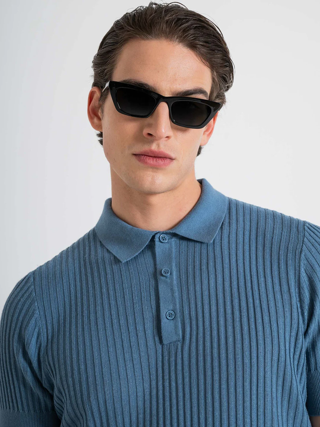 Antony Morato Men Blue Striped Polo Collar Short Sleeves Tshirt - Image 3