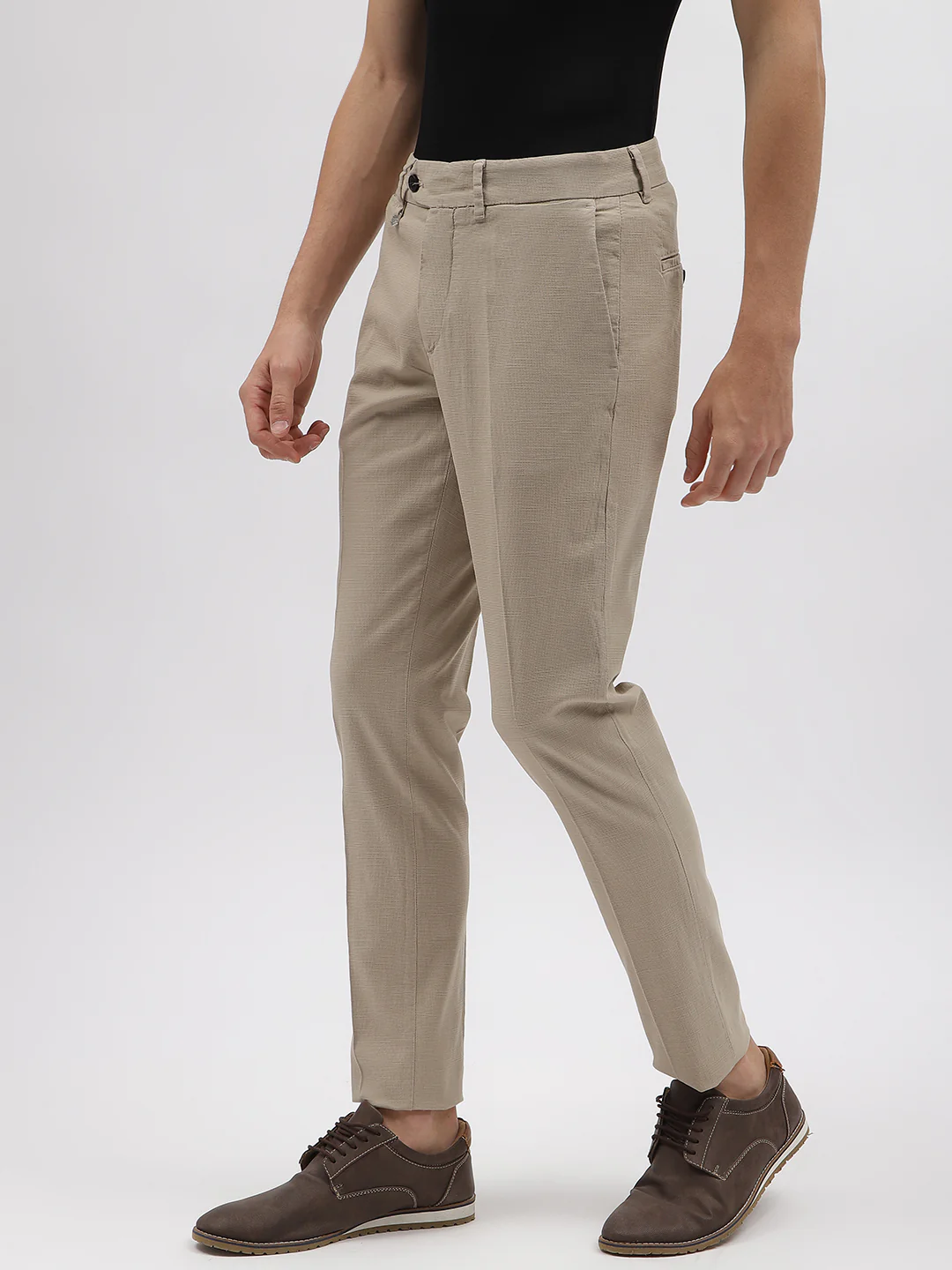 Antony Morato Men Beige Solid Skinny Fit Mid-Rise Trouser - Image 6
