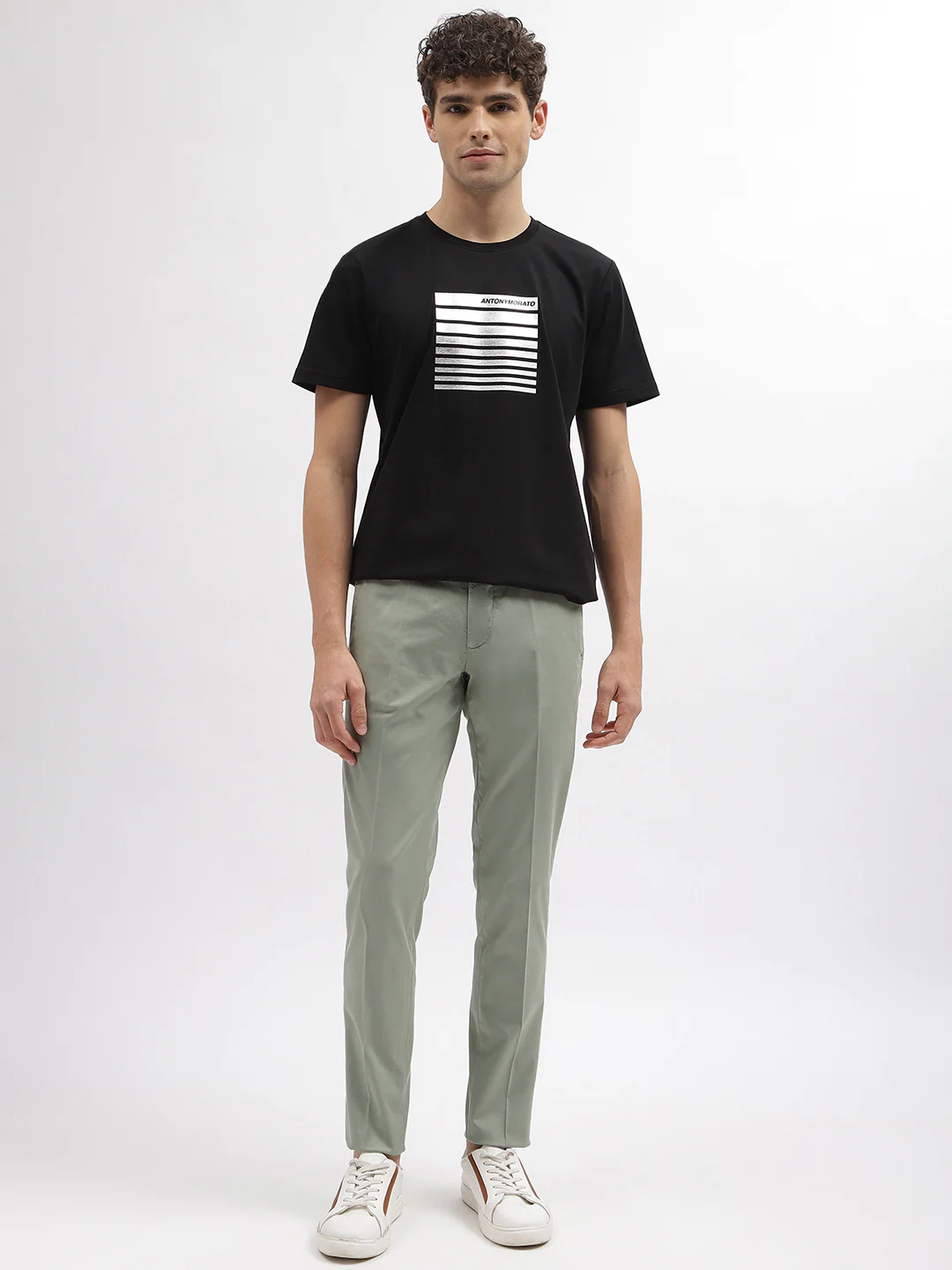 Antony Morato Men Green Solid Skinny Fit Mid-Rise Trouser - Image 2