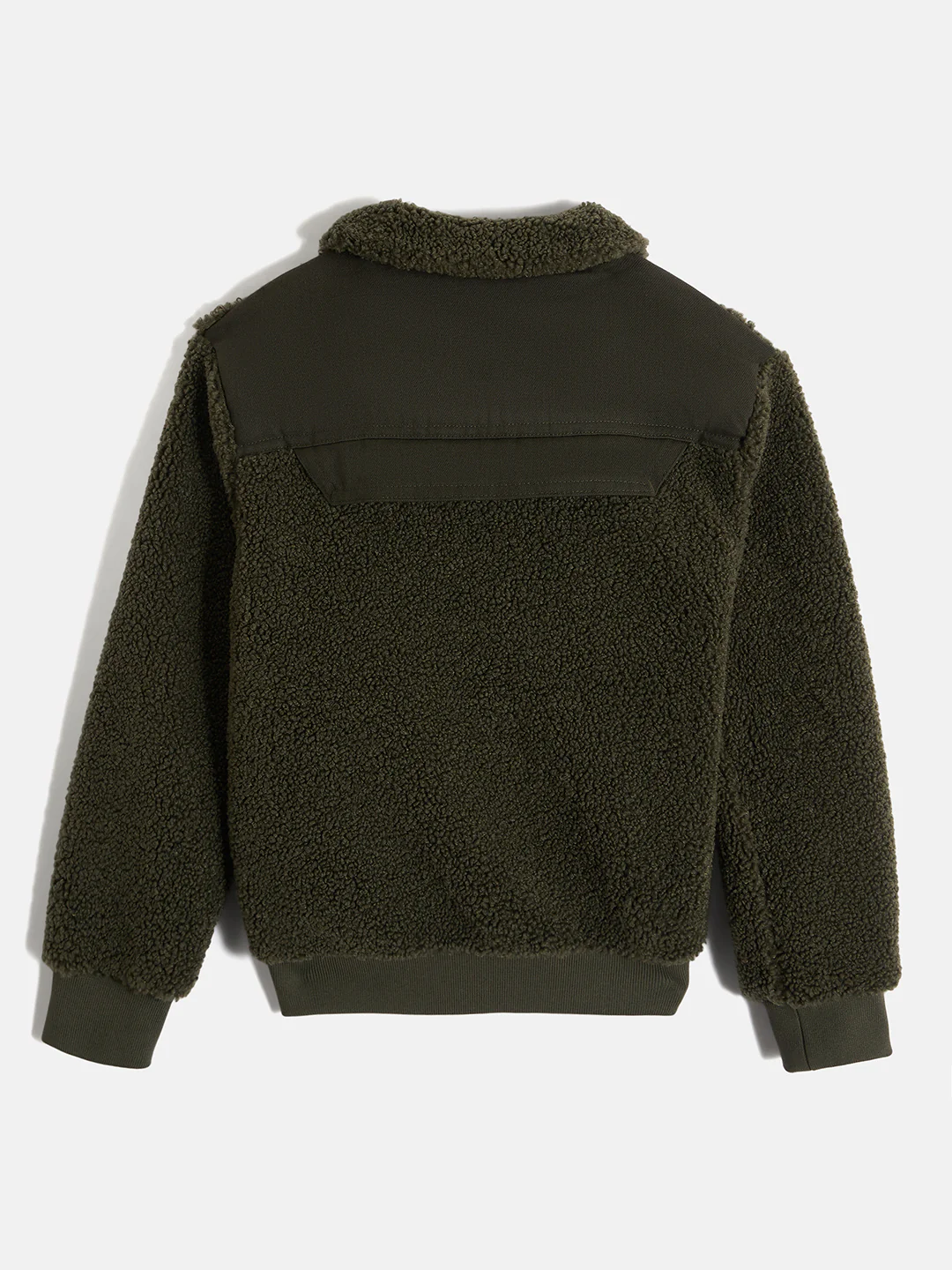 Antony Morato Boys Green Solid Spread Collar Full Sleeves Fleece Jacket - Image 2