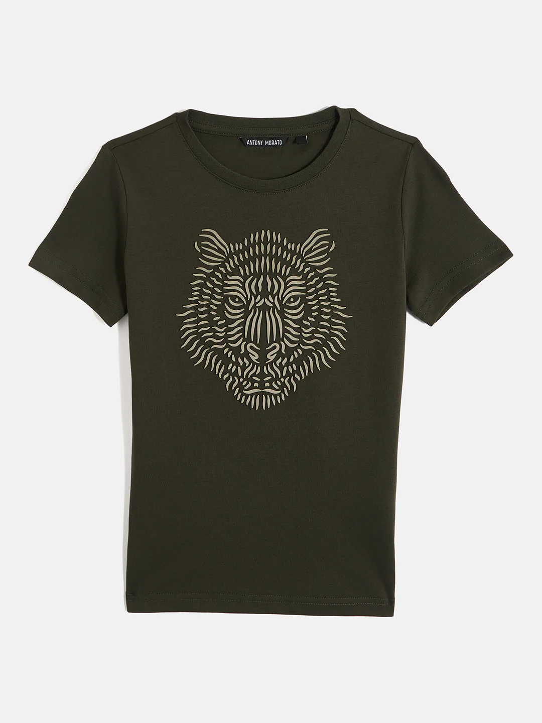 Antony Morato Boys Green Printed Round Neck Short Sleeves Tshirt