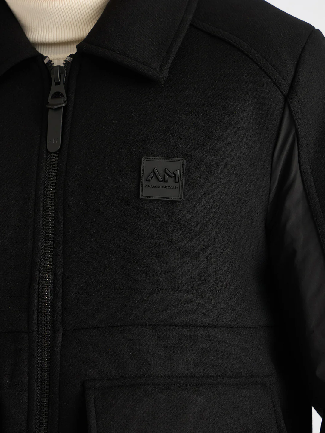 Antony Morato Men Black Solid Spread Collar Full Sleeves Jacket - Image 5