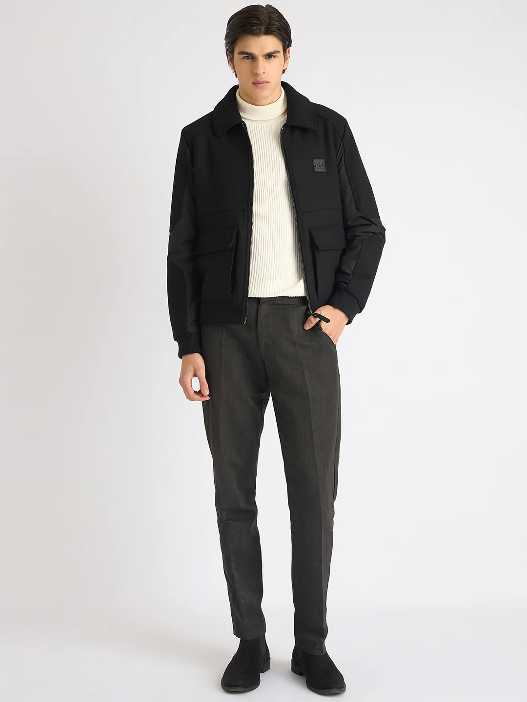 Antony Morato Men Black Solid Spread Collar Full Sleeves Jacket - Image 6