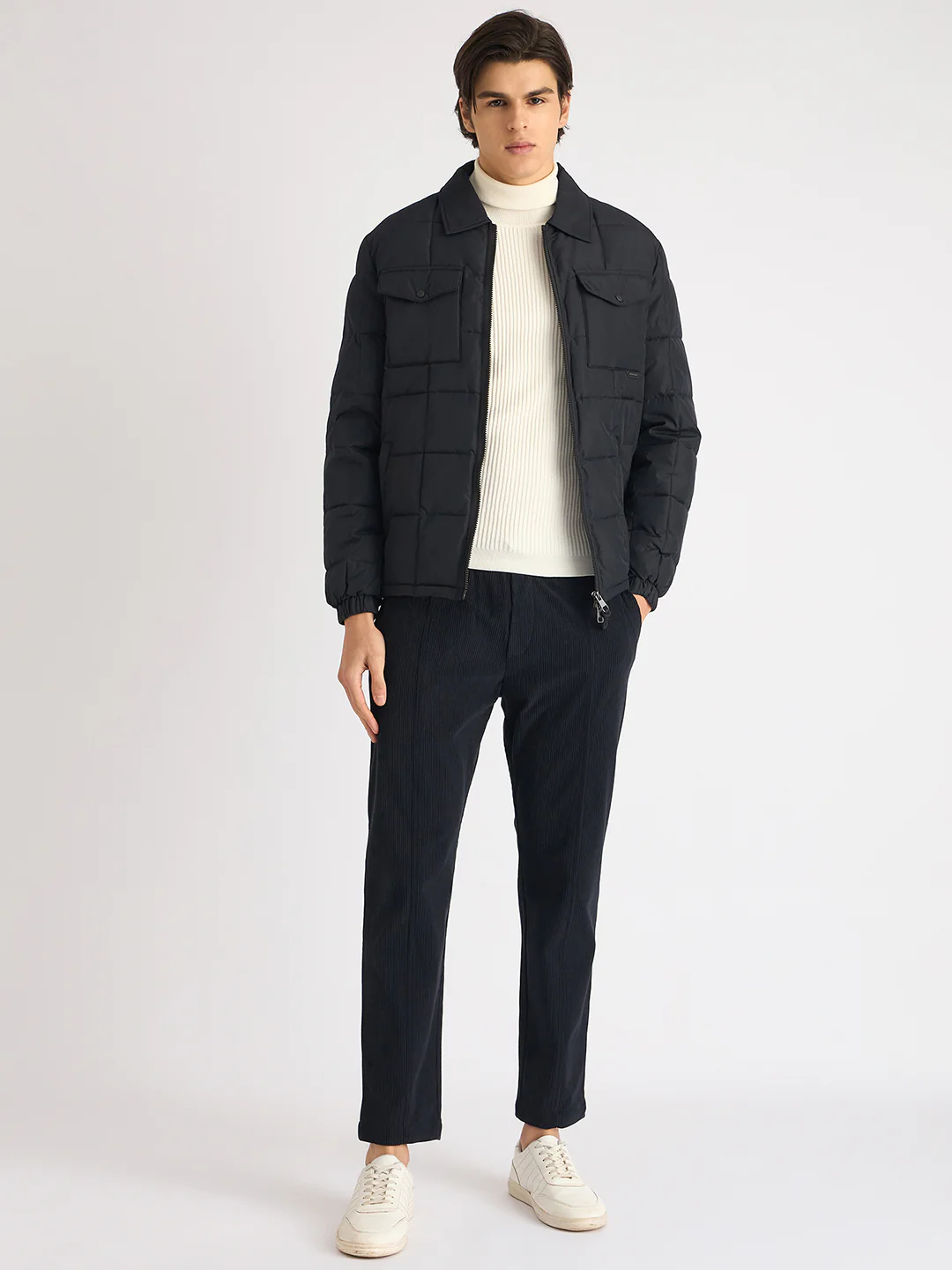 Antony Morato Men Blue Solid Spread Collar Full Sleeves Padded Jacket - Image 6