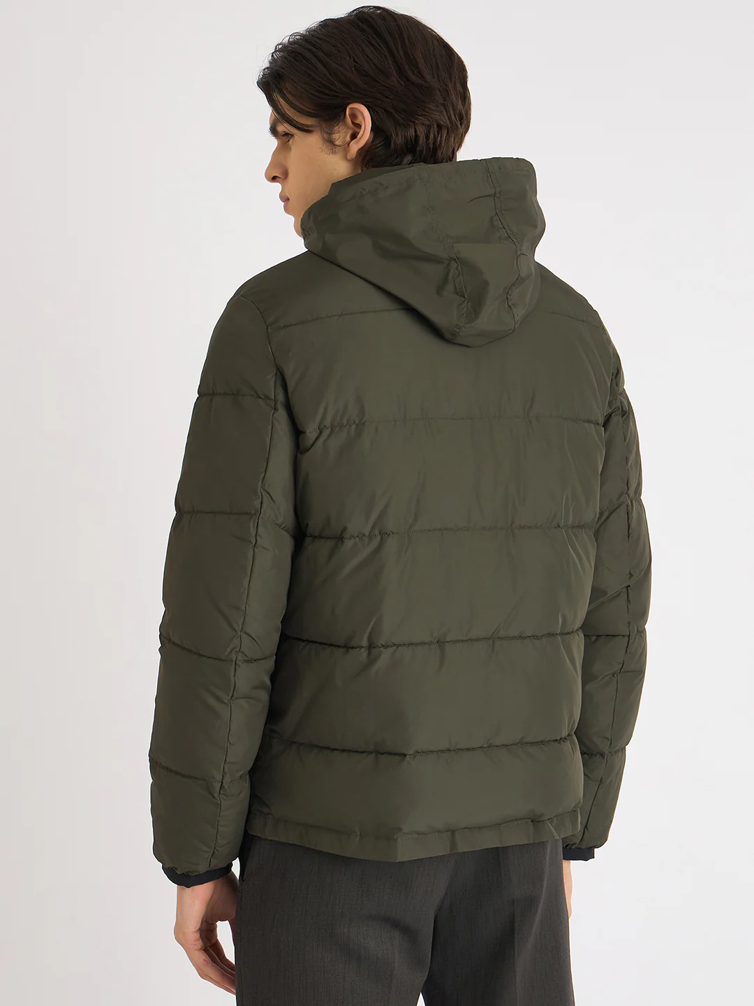 Antony Morato Men Green Solid Hooded Full Sleeves Puffer Jacket - Image 3
