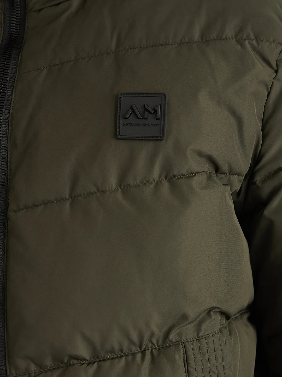 Antony Morato Men Green Solid Hooded Full Sleeves Puffer Jacket - Image 6