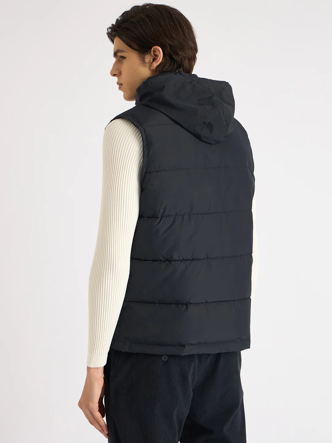 Antony Morato Men Blue Solid Hooded Sleeveless Puffer Jacket - Image 2