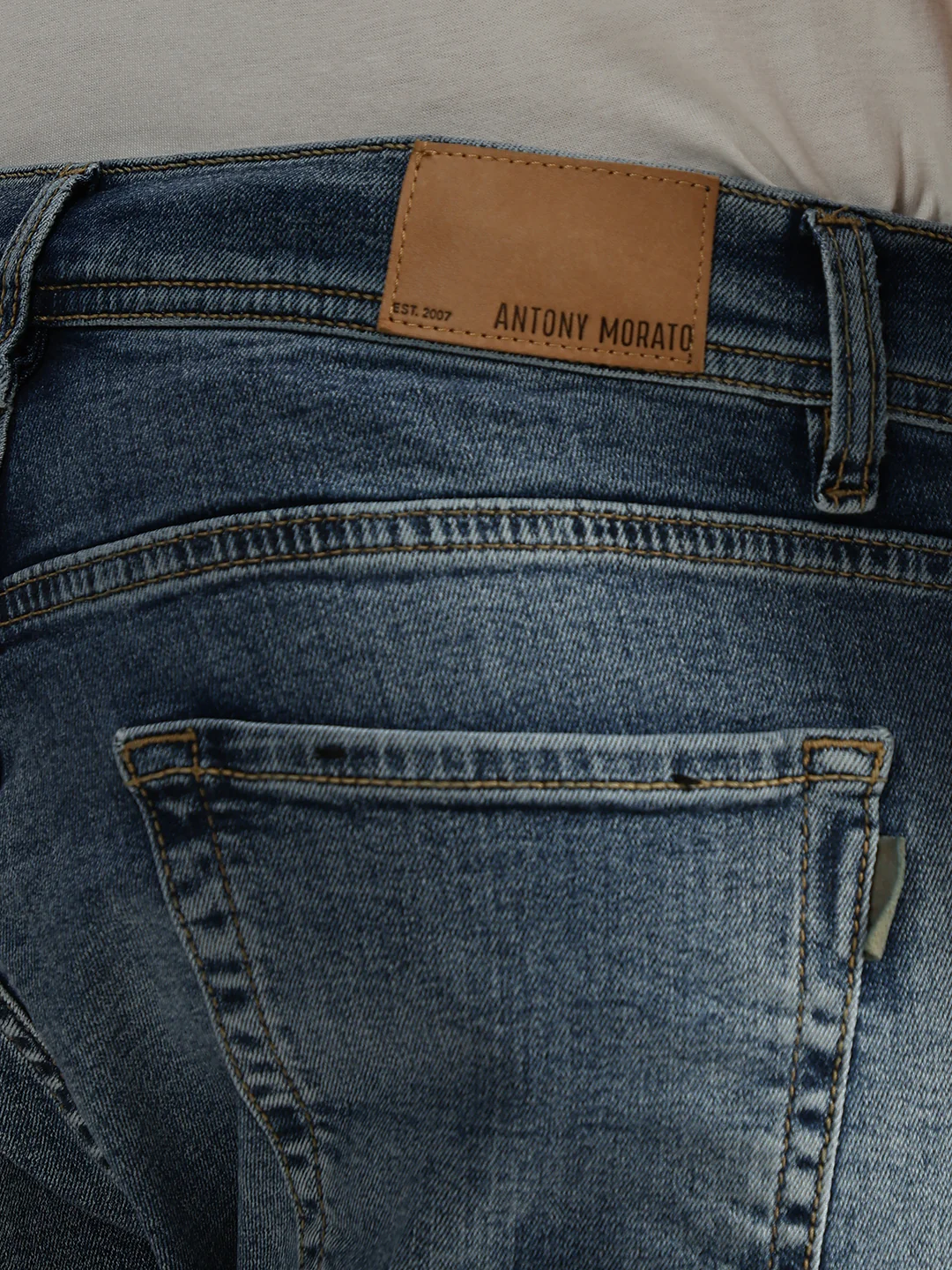 Antony Morato Men Blue Washed Skinny Fit Mid-Rise Jeans - Image 6