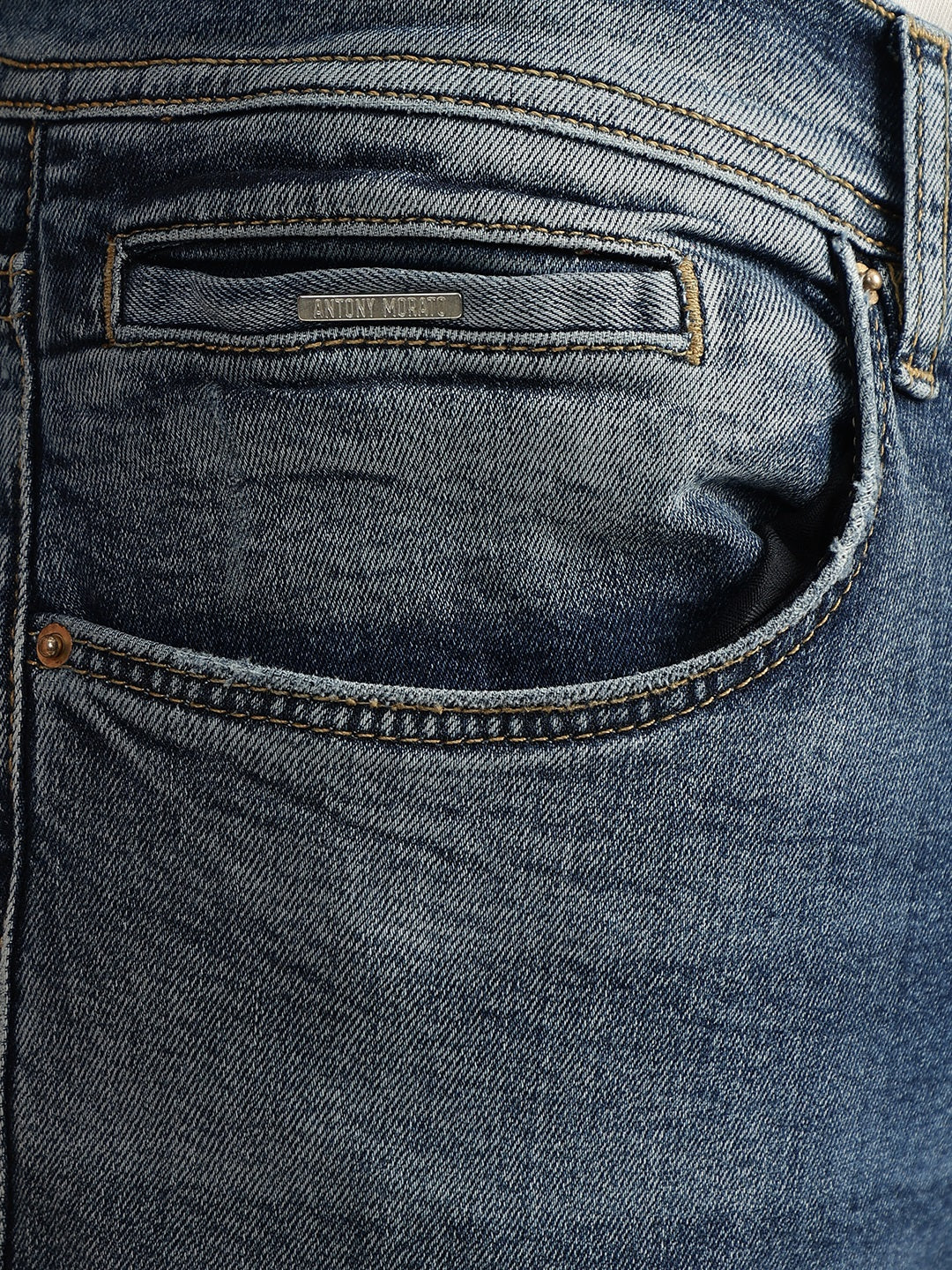 Antony Morato Men Blue Washed Skinny Fit Mid-Rise Jeans - Image 7