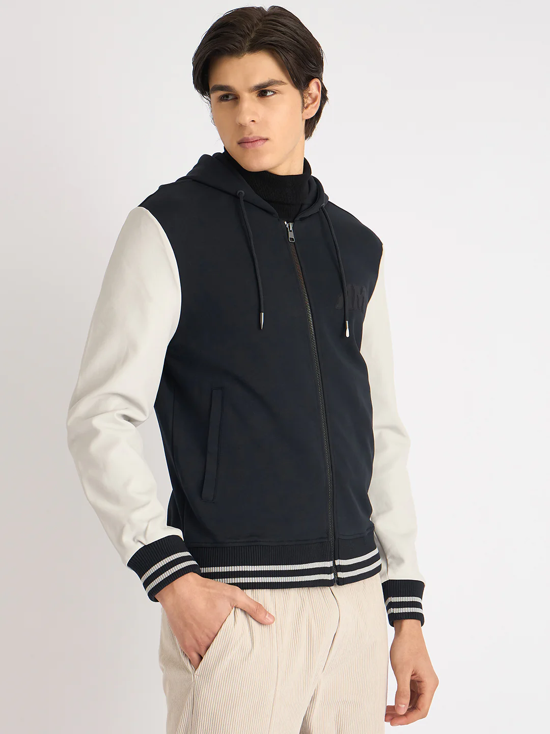 Antony Morato Men Blue Color-Blocked Hooded Full Sleeves Sweatshirt - Image 3