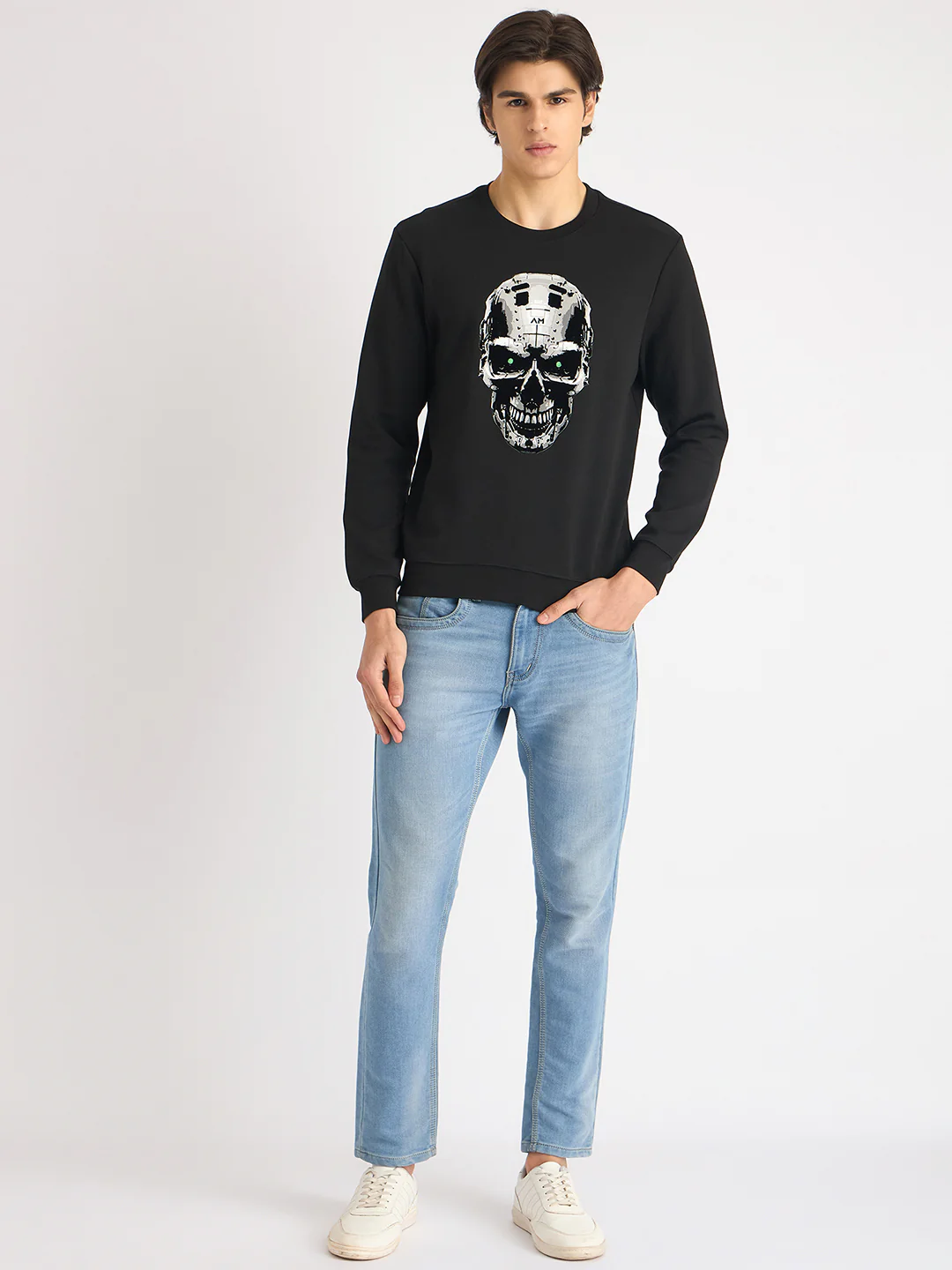 Antony Morato Men Black Printed Round Neck Full Sleeves Sweatshirt - Image 6