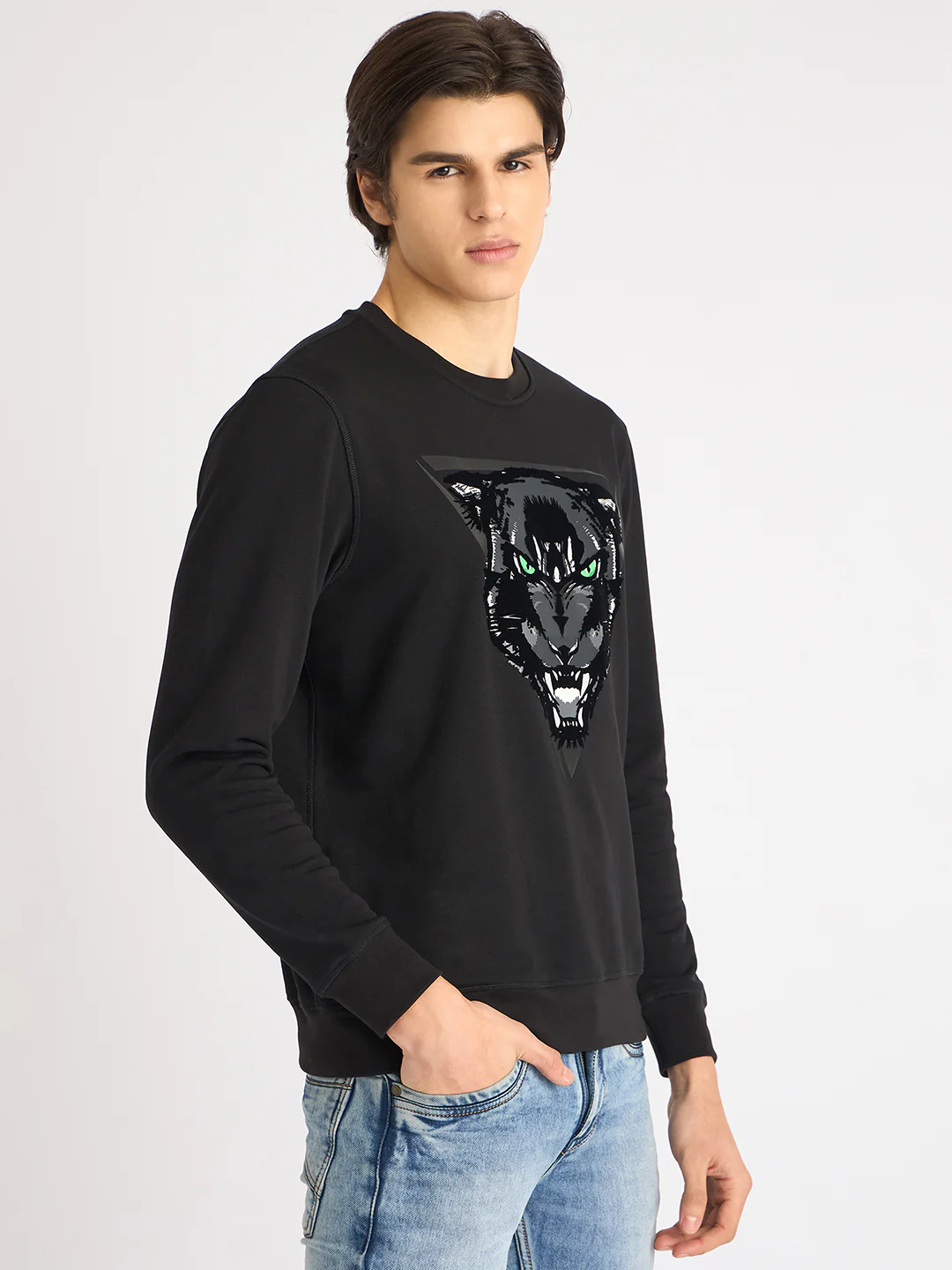 Antony Morato Men Black Printed Round Neck Full Sleeves Sweatshirt - Image 2
