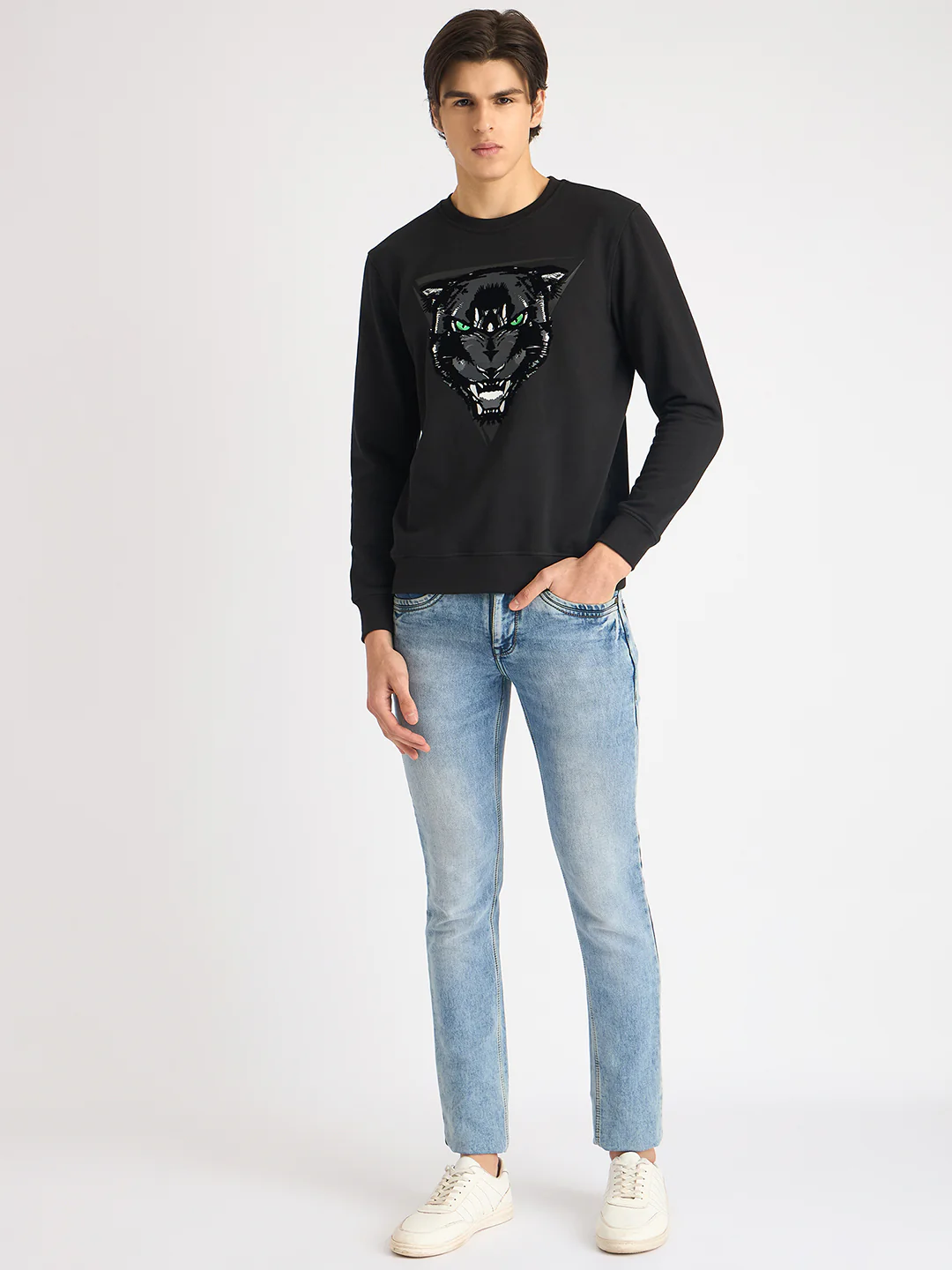 Antony Morato Men Black Printed Round Neck Full Sleeves Sweatshirt - Image 6
