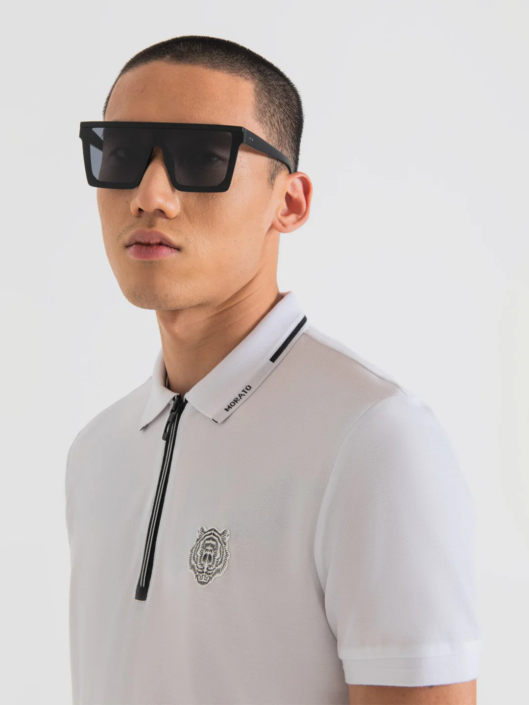 Antony Morato Men White Solid Collared Short Sleeves Polo Tshirt - Image 3
