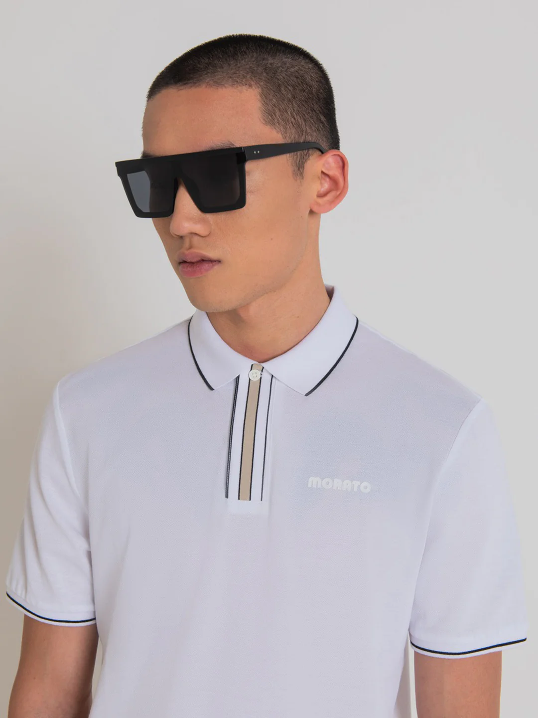 Antony Morato Men White Solid Collared Short Sleeves Polo Tshirt - Image 3