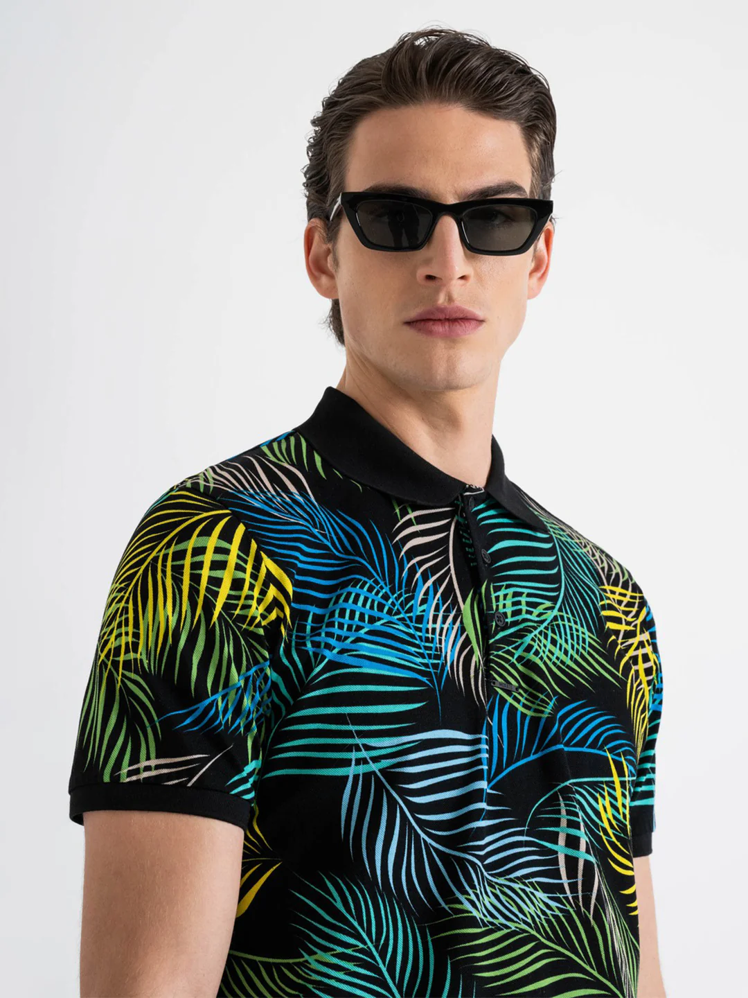 Antony Morato Men Black Printed Collared Short Sleeves Polo Tshirt - Image 3