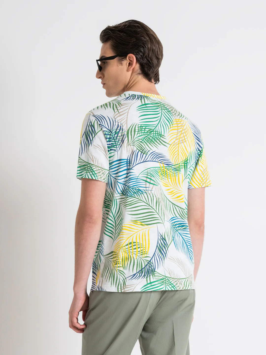 Antony Morato Men Off White Printed Round Neck Short Sleeves Tshirt - Image 2