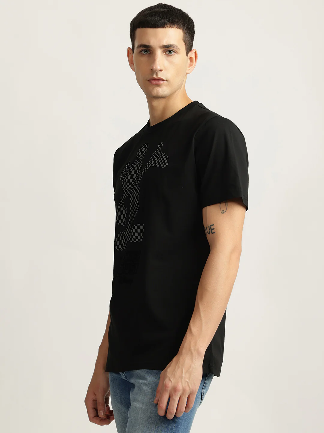 Antony Morato Men Black Printed Round Neck Short Sleeves Tshirt - Image 2