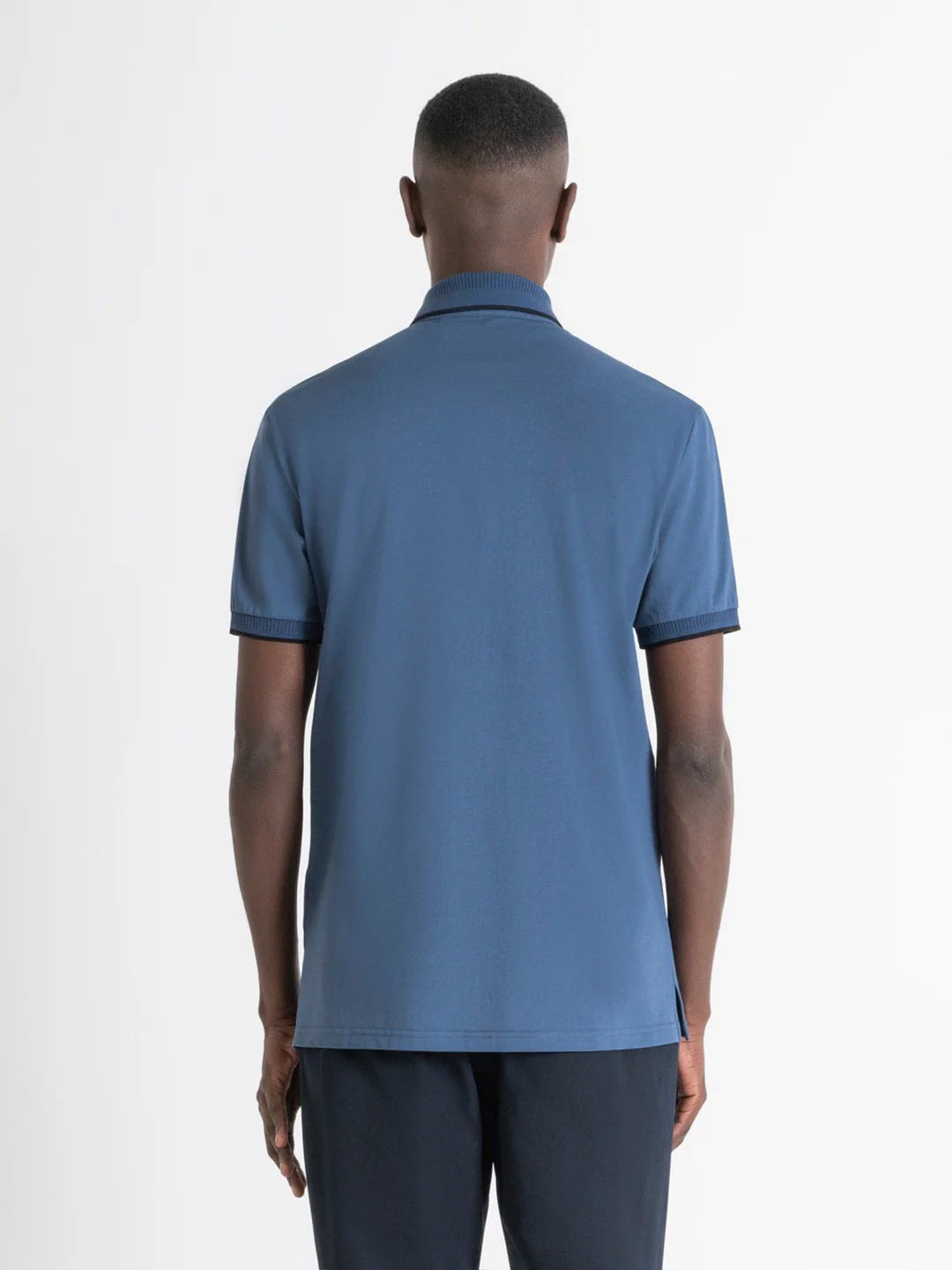 Antony Morato Men Blue Solid Polo Collar Short Sleeves Tshirt - Image 2