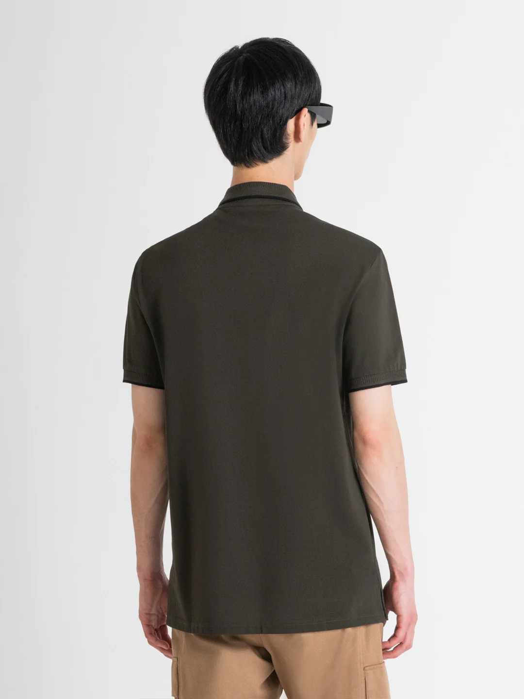 Antony Morato Men Green Solid Polo Collar Short Sleeves Tshirt - Image 2